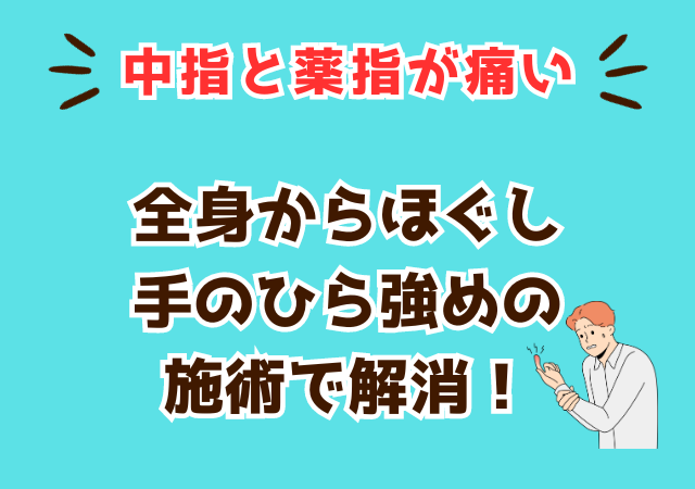 全身からほぐし手のひら強めの施術で解消